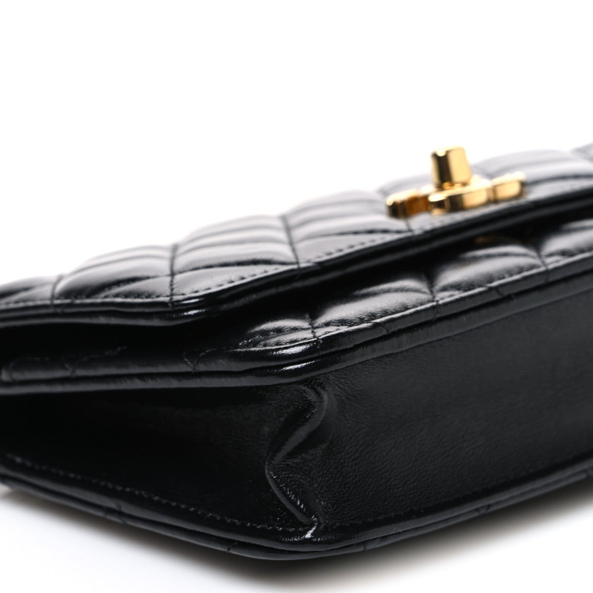 Quilted Lambskin Wallet Bag - Gold