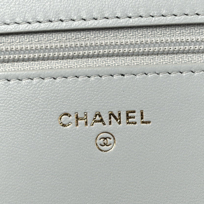 Quilted Lambskin Wallet Bag - Light Blue