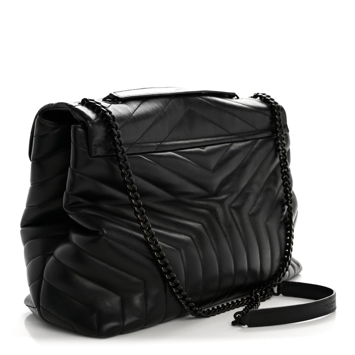 Large Quilted Calfskin Satchel Bag - Black