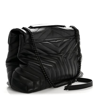 Large Quilted Calfskin Satchel Bag - Black