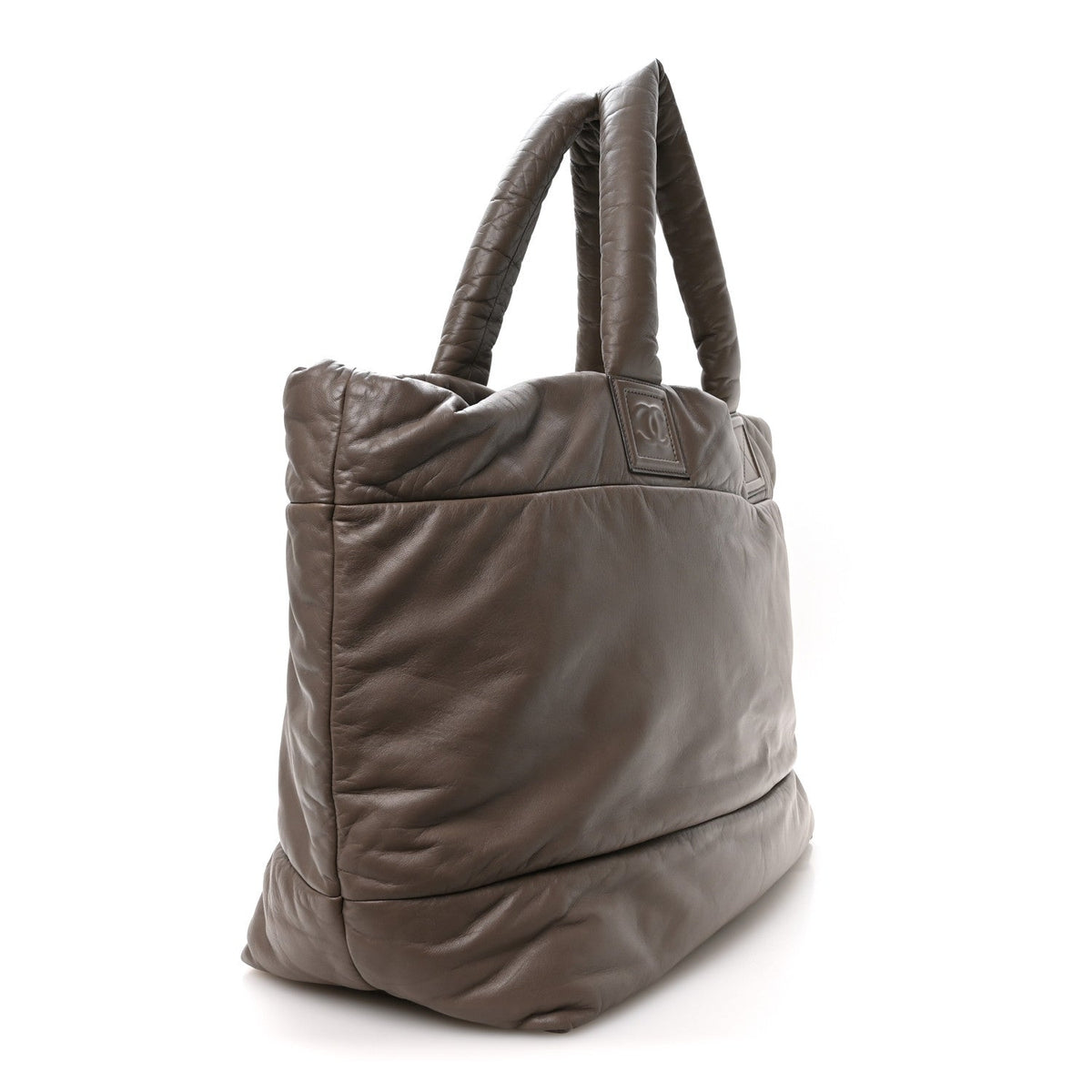 Large Quilted Lambskin Tote Bag - Grey