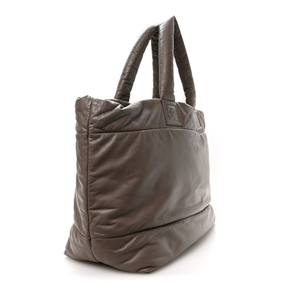 Large Quilted Lambskin Tote Bag - Grey
