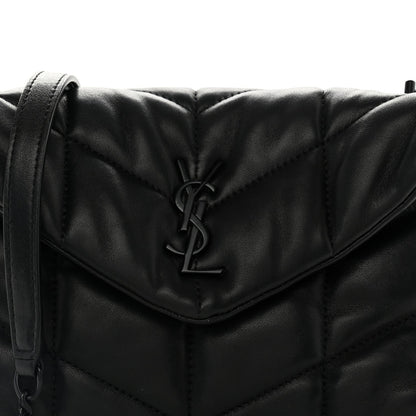 Quilted Lambskin Satchel Bag - Black