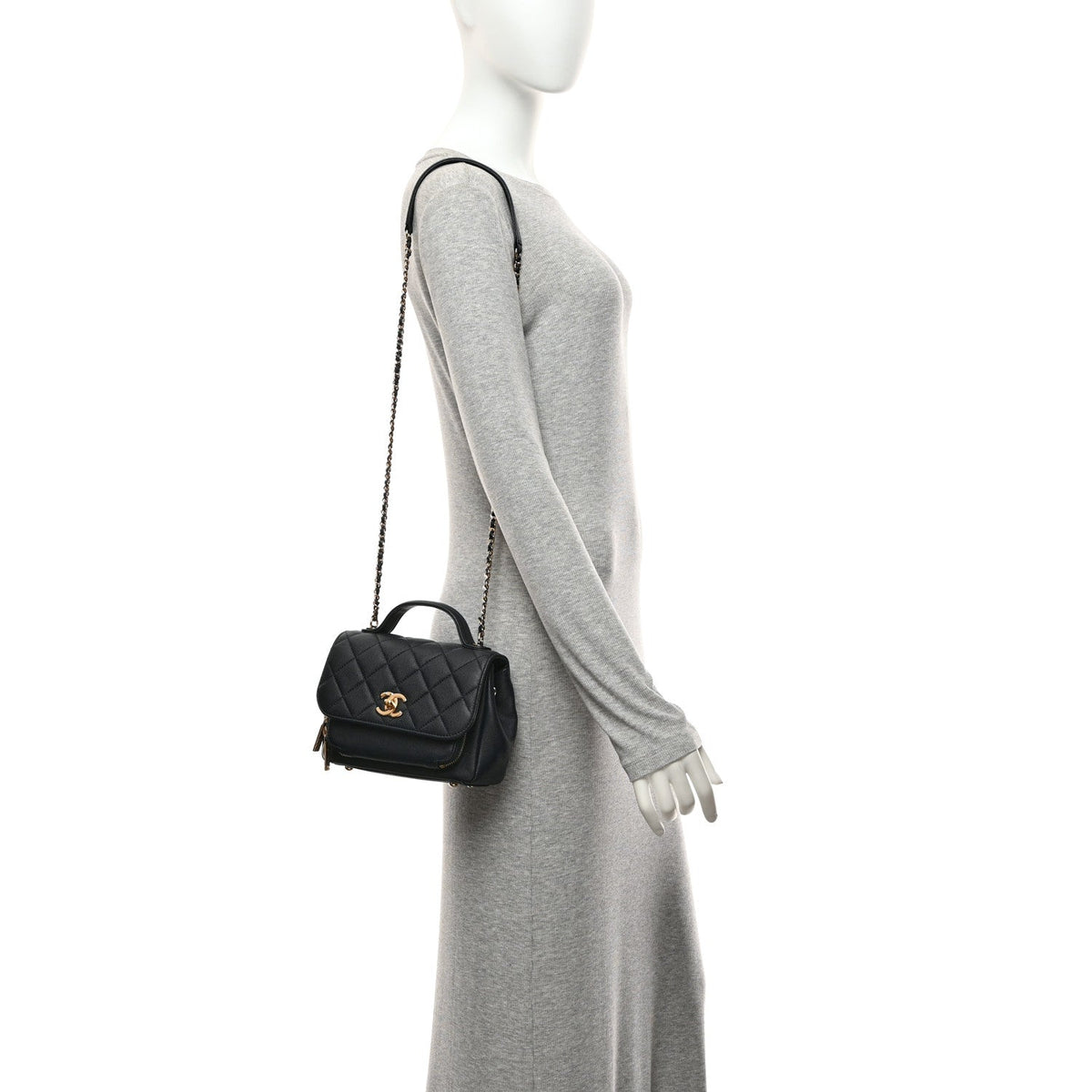 Mini Quilted Caviar Flap Shoulder Bag - Blue