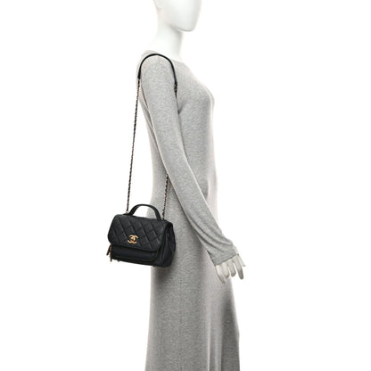Mini Quilted Caviar Flap Shoulder Bag - Blue