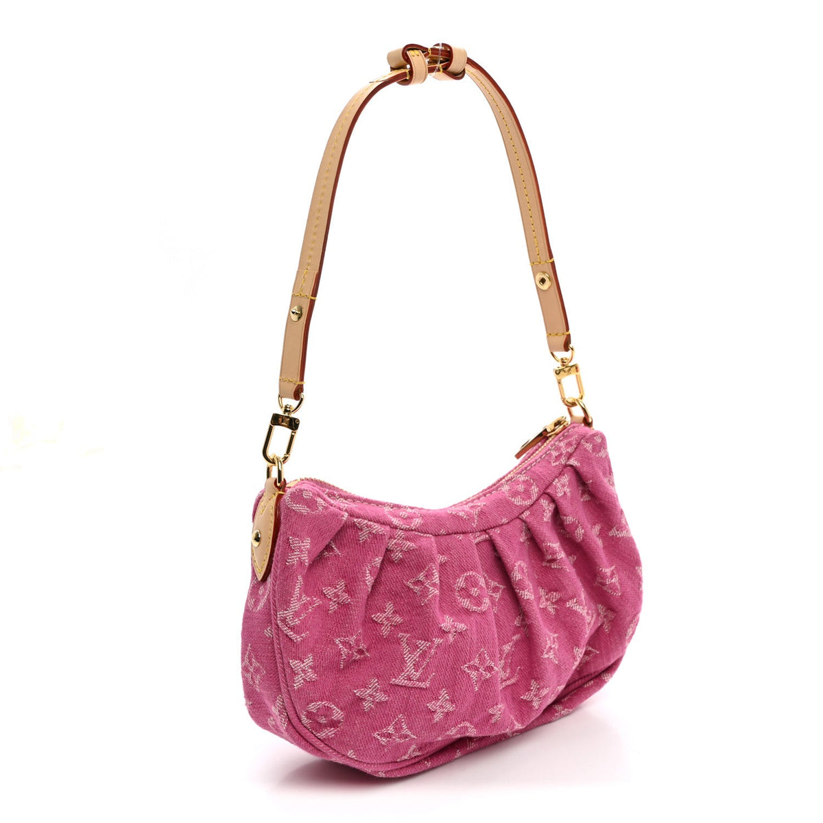 Monogram Denim Pochette Valley Fuchsia Handbag