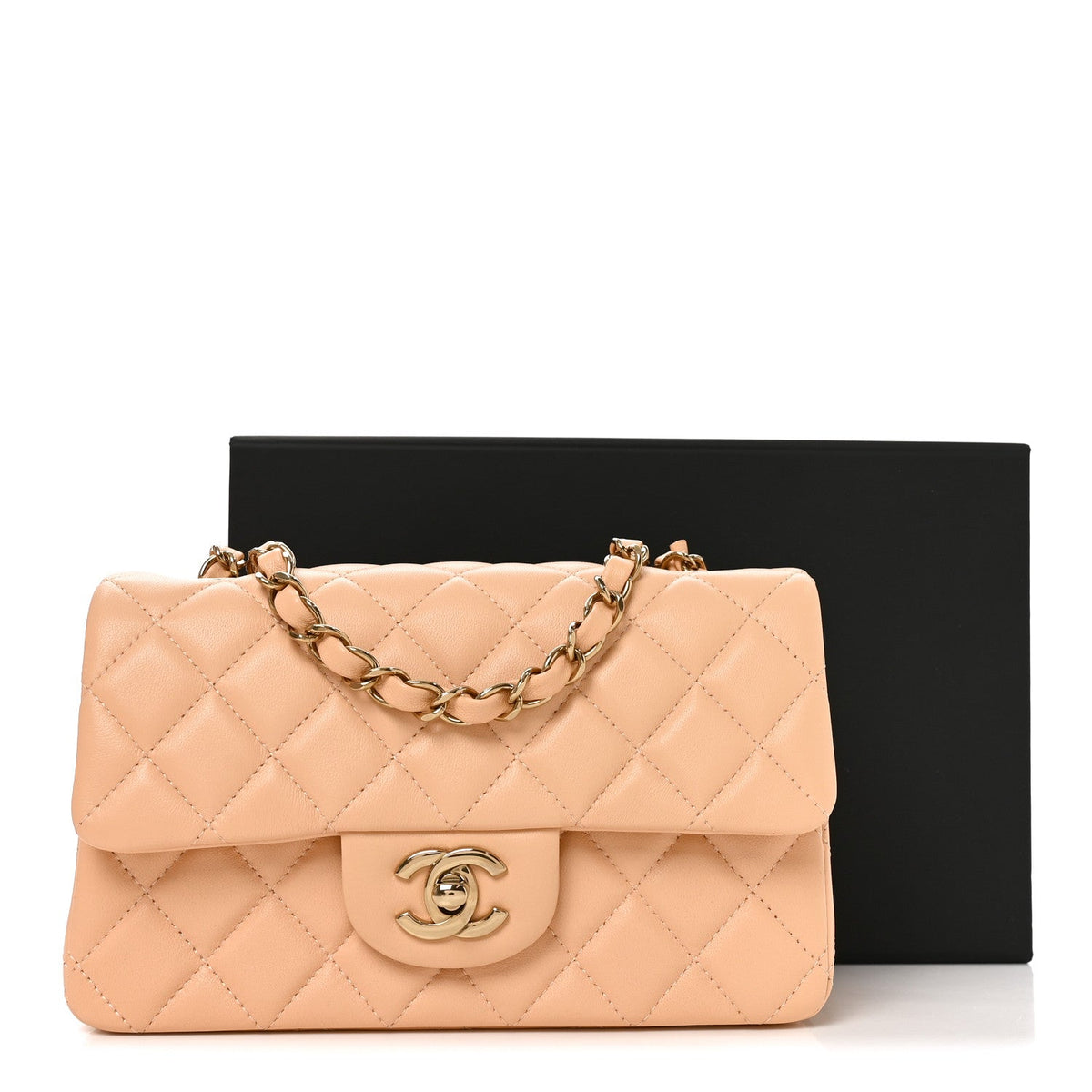 Mini Quilted Lambskin Flap Shoulder Bag - Tan