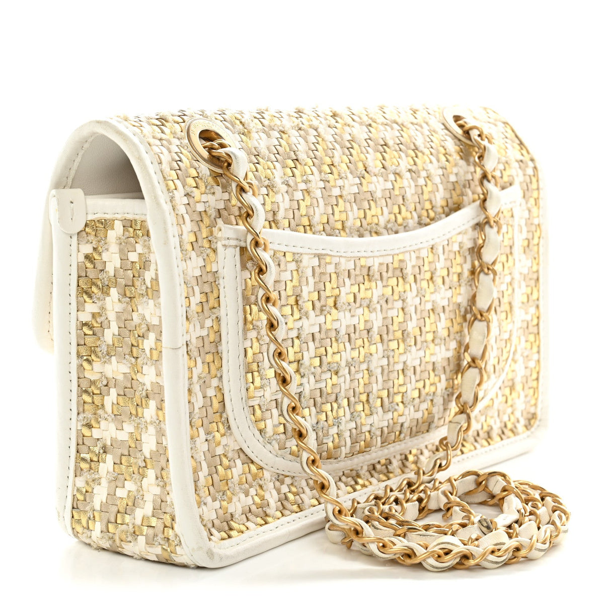 Lambskin Flap Shoulder Bag - Gold