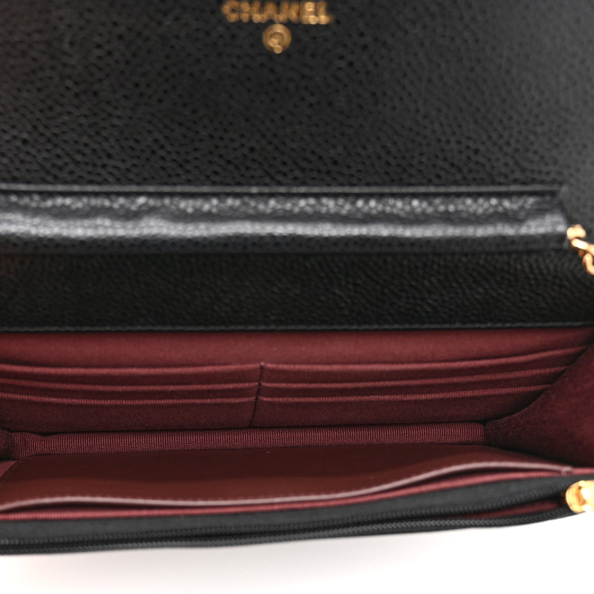 Quilted Caviar Wallet Bag - Black