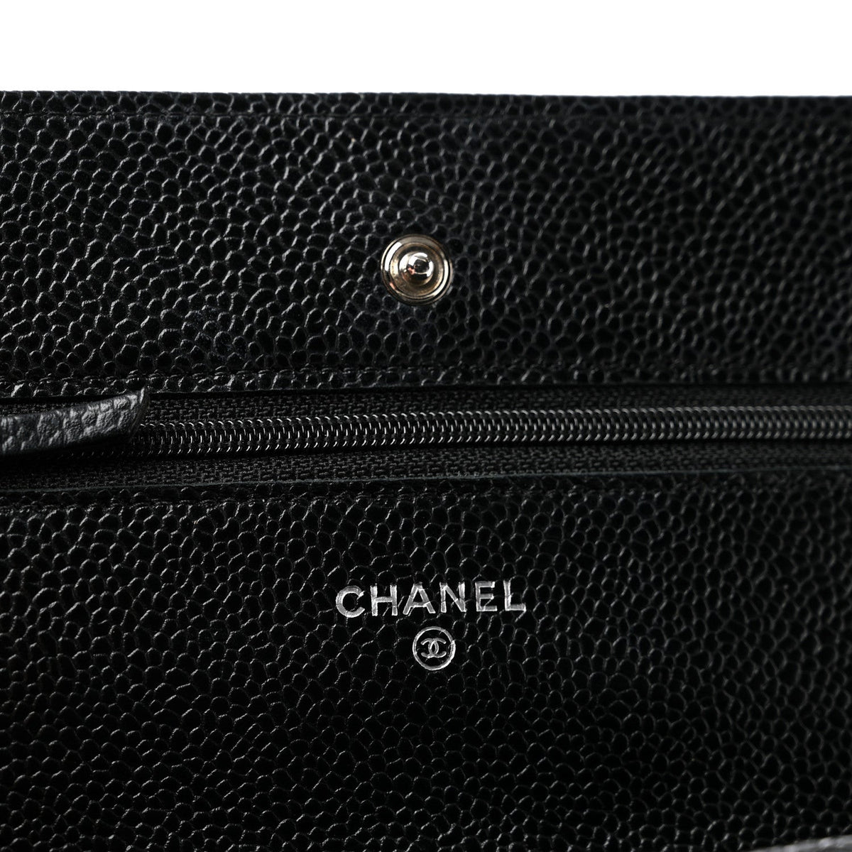 Quilted Caviar Wallet Bag - Black