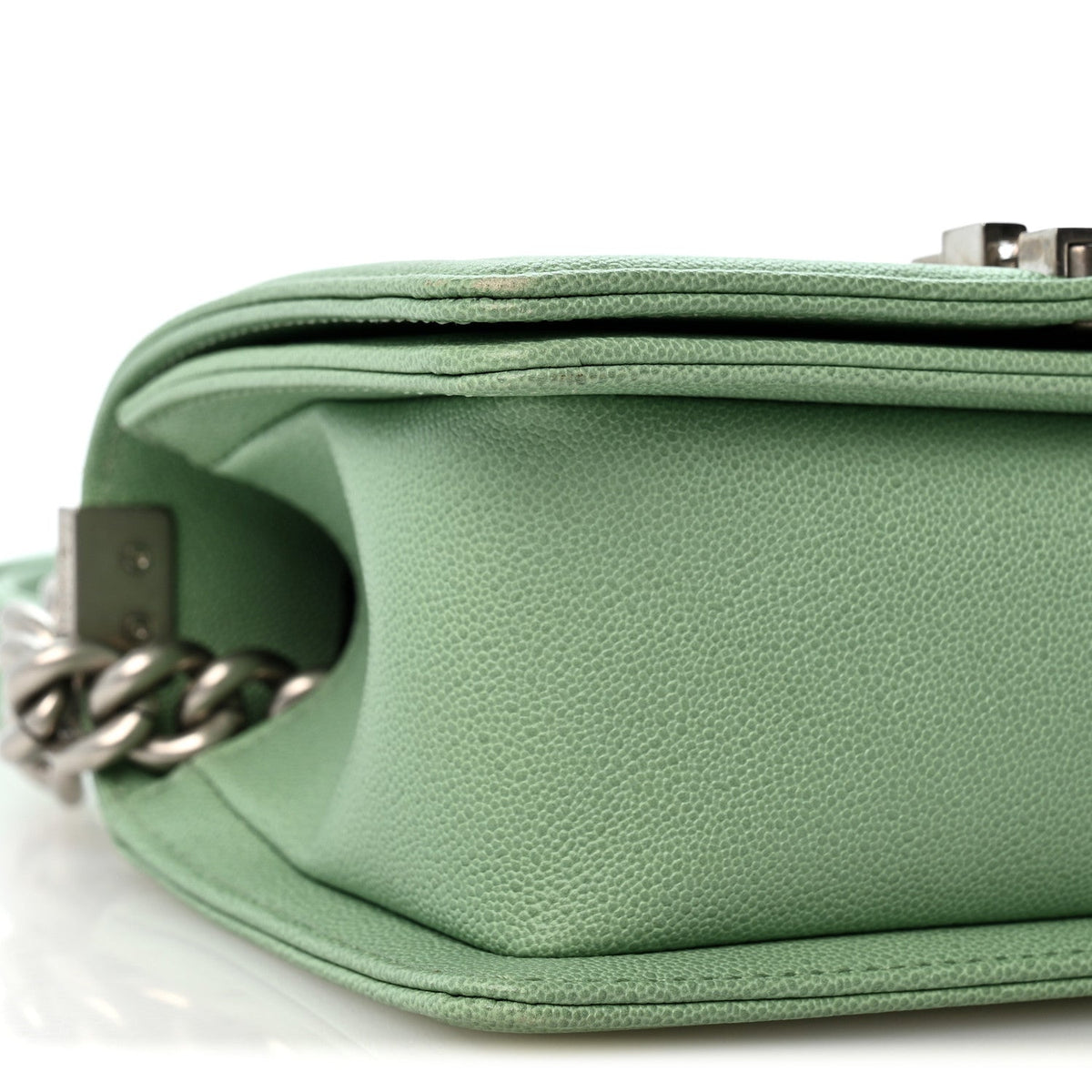 Small Quilted Caviar Flap Shoulder Bag - Green
