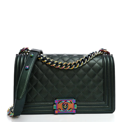 Medium Quilted Goatskin Flap Shoulder Bag - Green