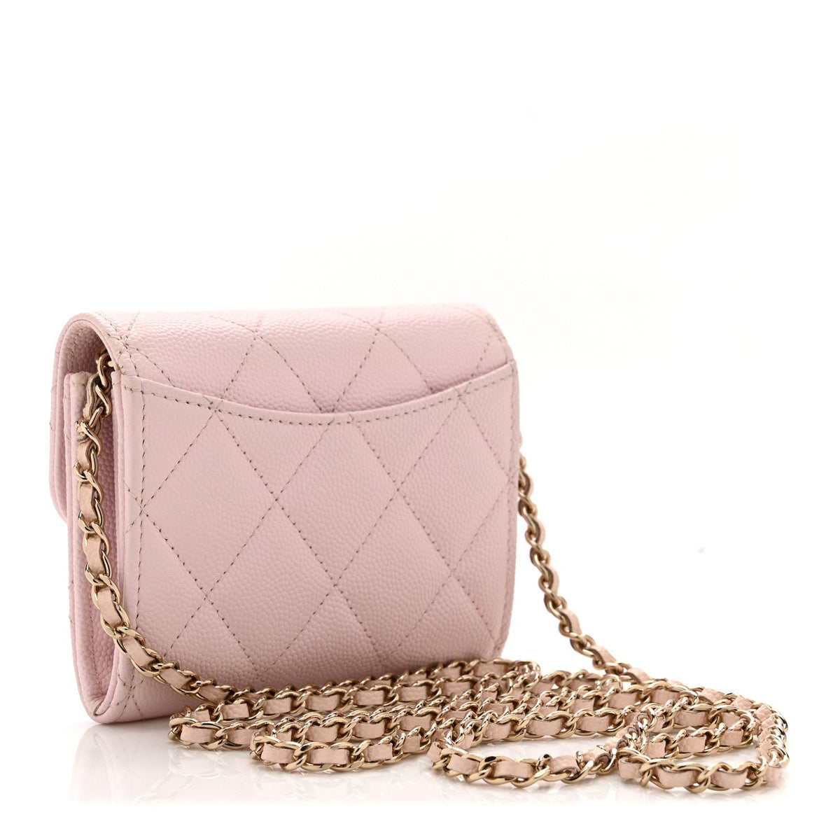 Quilted Caviar Flap Shoulder Bag - Pink
