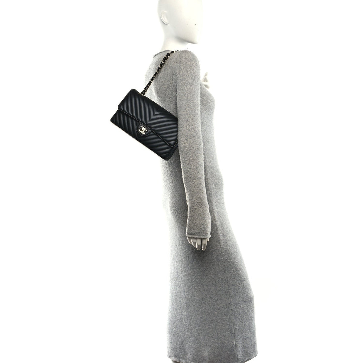 Medium Quilted Lambskin Flap Shoulder Bag - Black