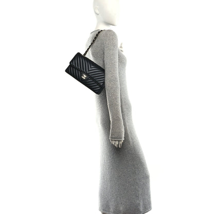 Medium Quilted Lambskin Flap Shoulder Bag - Black