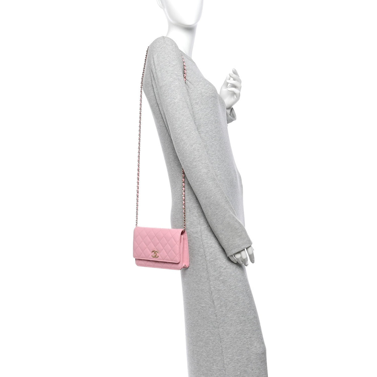 Quilted Caviar Wallet Bag - Pink