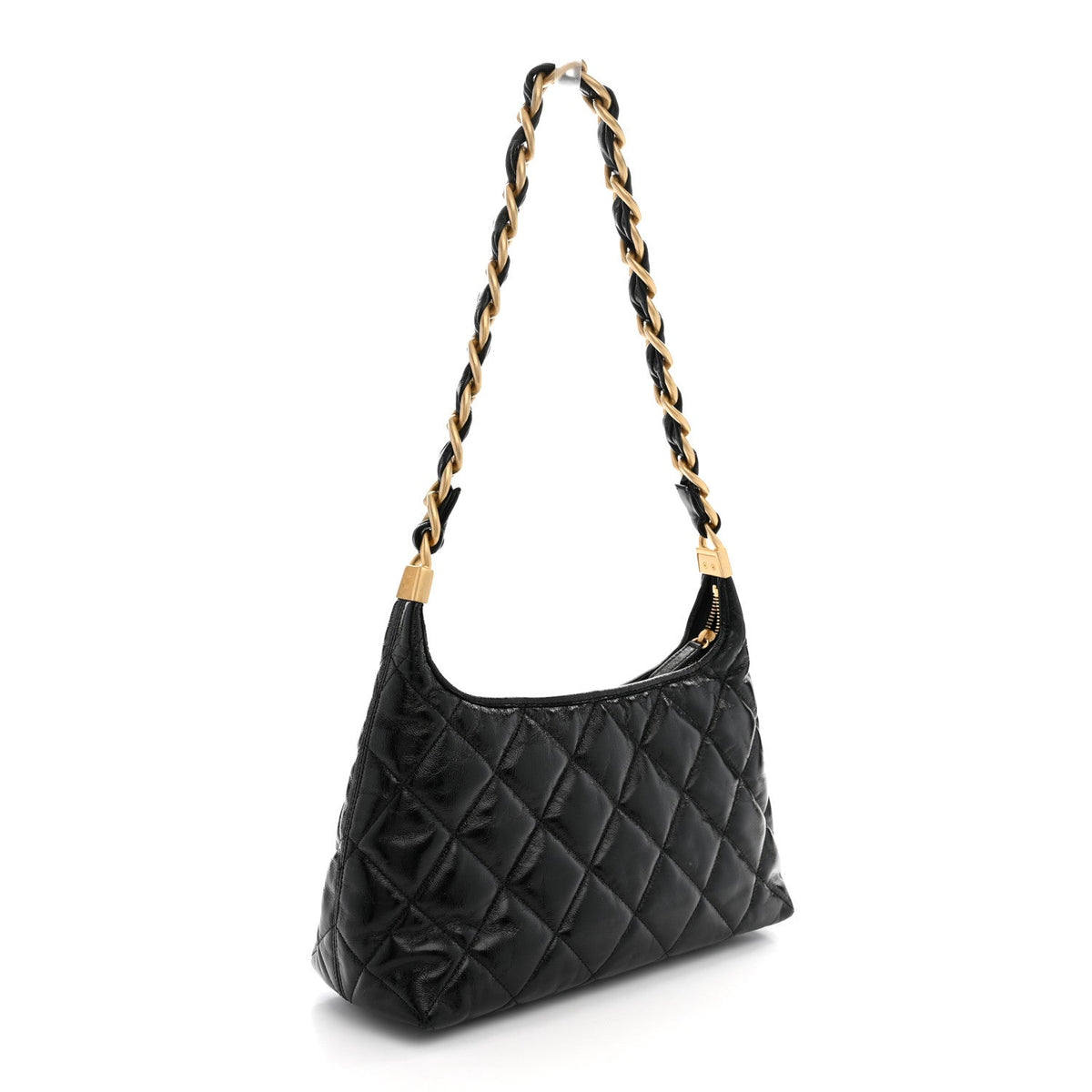 Quilted Lambskin Hobo Bag - Black