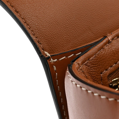 Calfskin Canvas Handbag - Tan