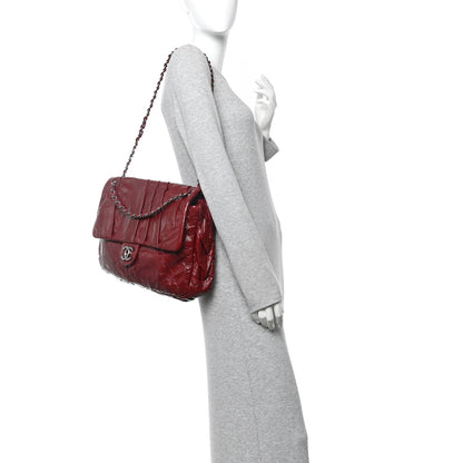 Maxi Calfskin Flap Shoulder Bag - Red