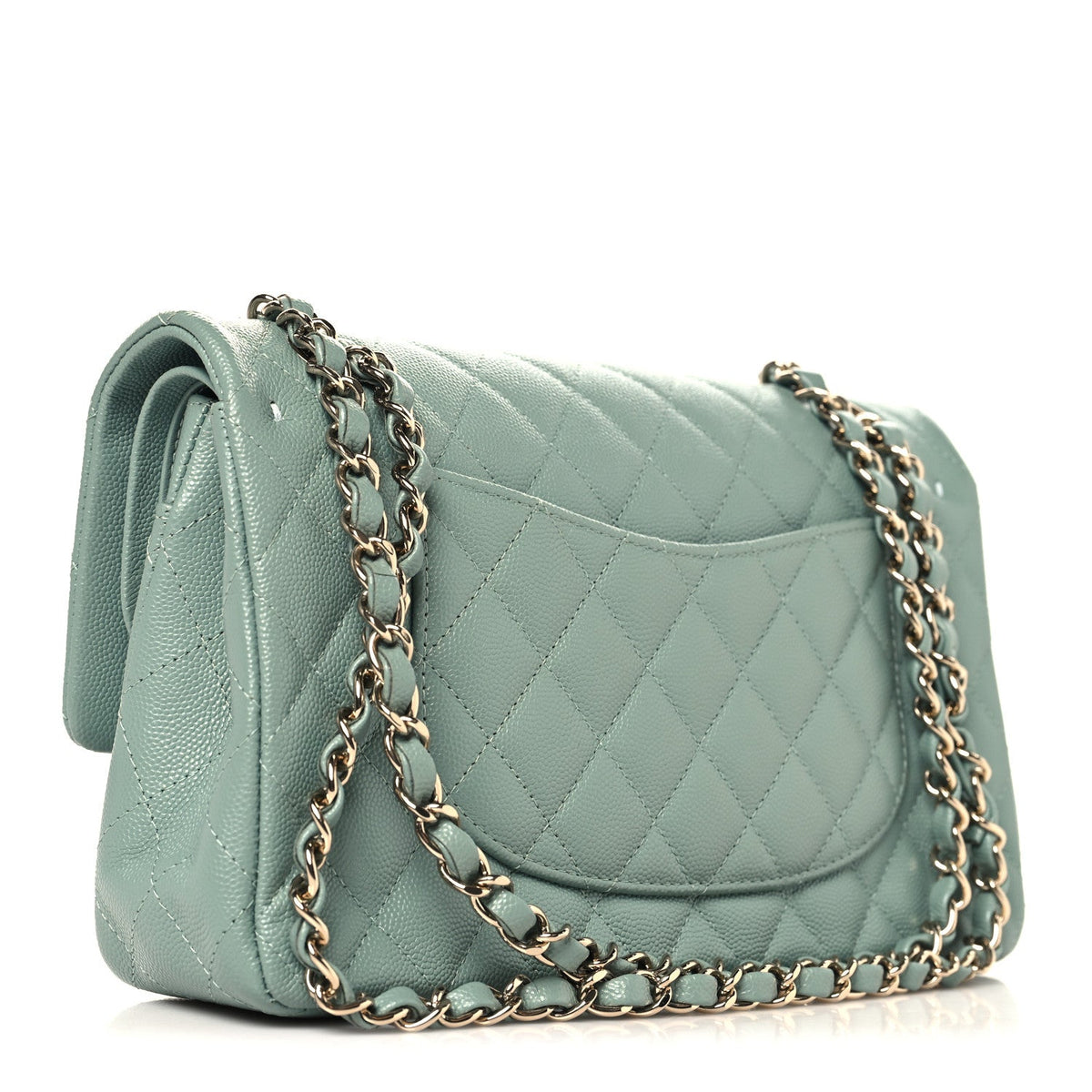 Medium Quilted Caviar Flap Shoulder Bag - Green