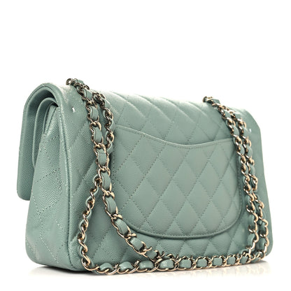 Medium Quilted Caviar Flap Shoulder Bag - Green