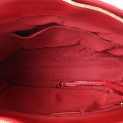 Quilted Caviar Tote Bag - Red