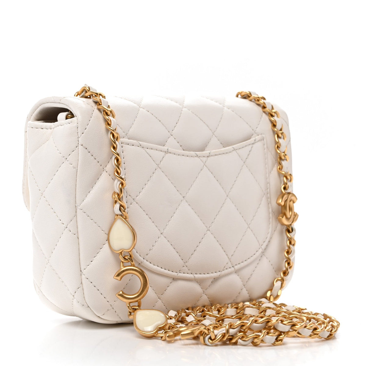 Mini Quilted Lambskin Flap Shoulder Bag - White