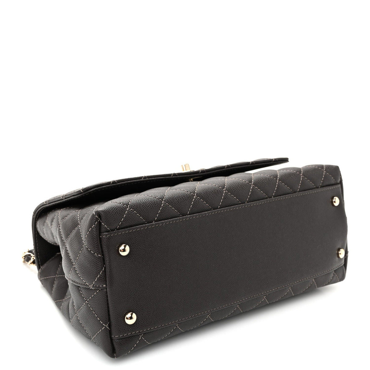 Small Quilted Caviar Flap Shoulder Bag - Brown