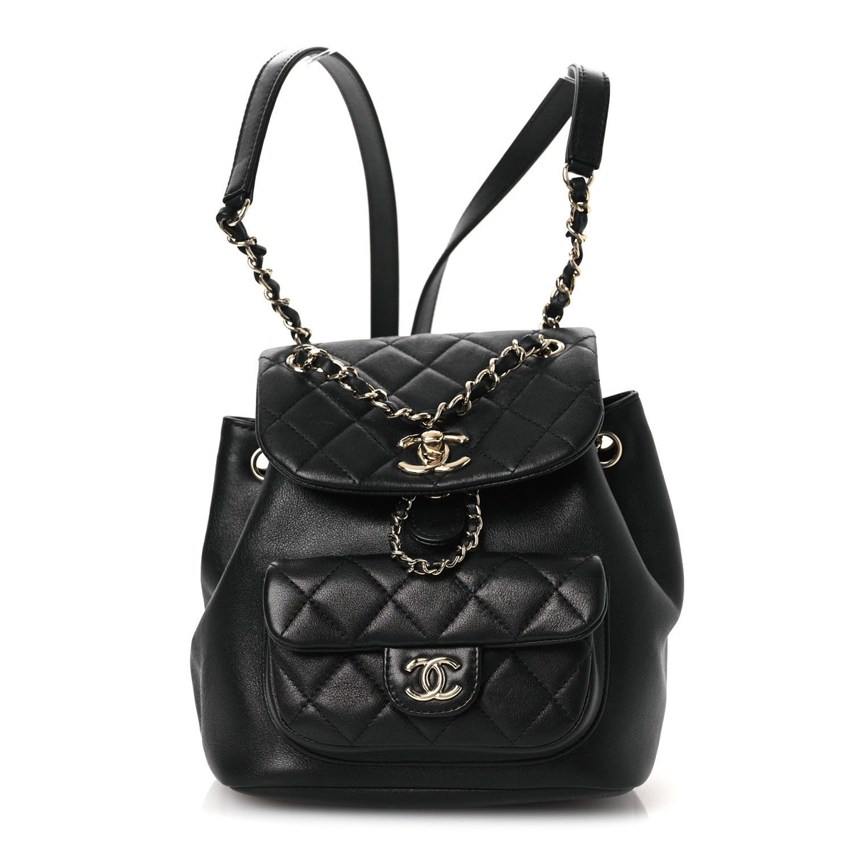 Small Quilted Lambskin Backpack - Black