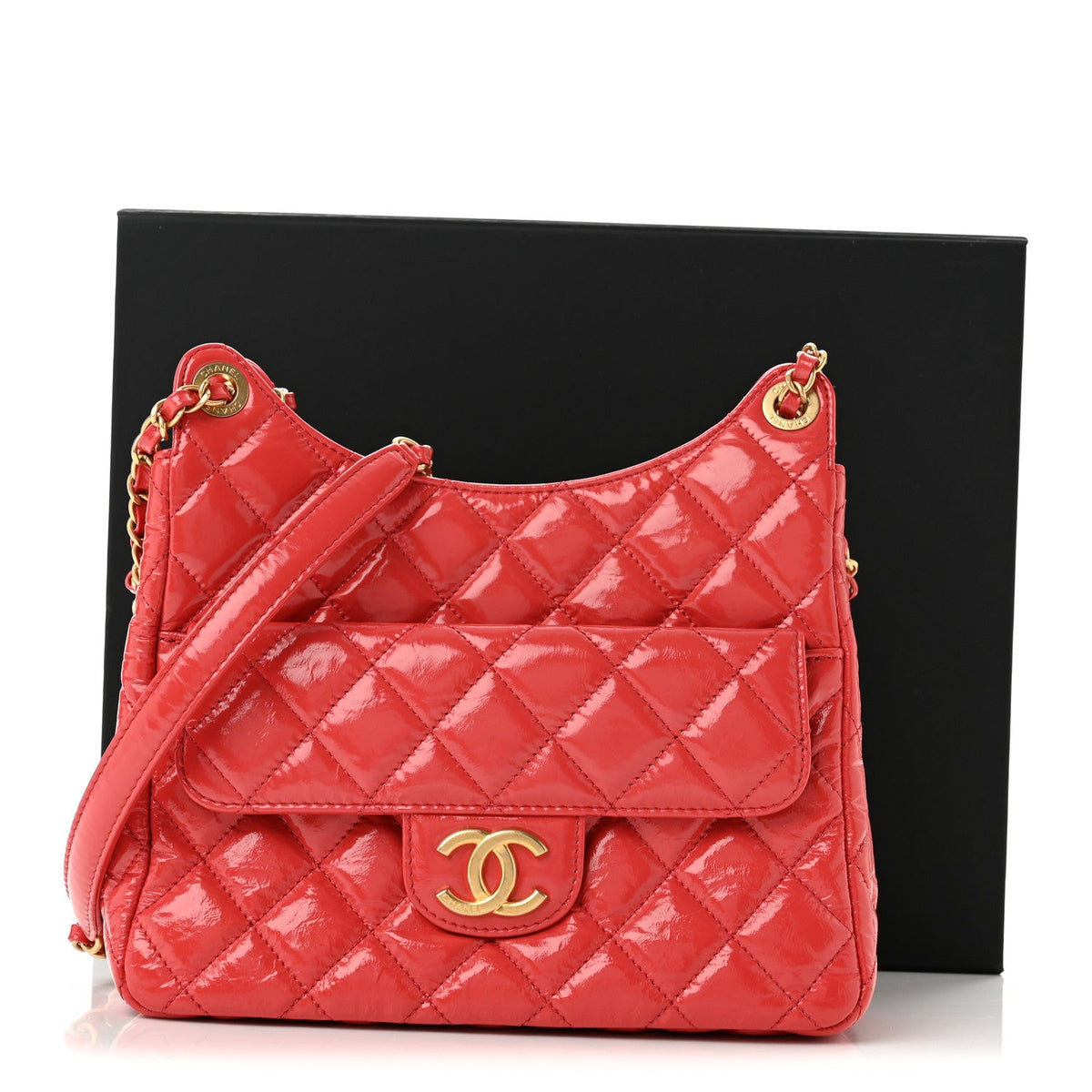 Quilted Calfskin Hobo Bag - Red