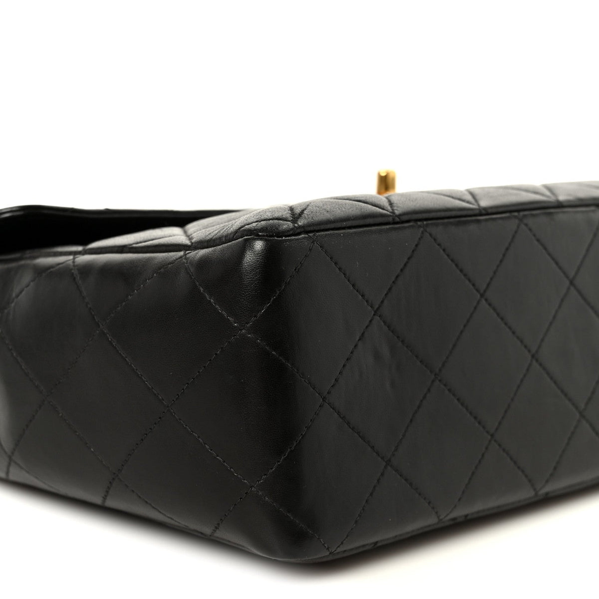 Quilted Lambskin Flap Shoulder Bag - Black