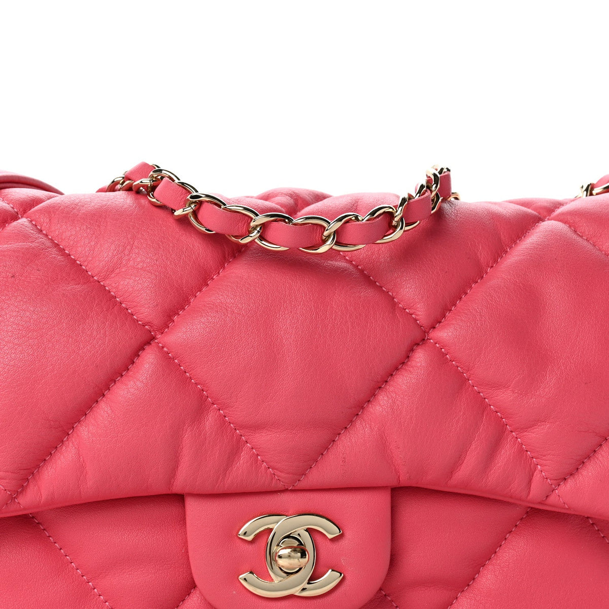 Medium Quilted Calfskin Flap Shoulder Bag - Pink