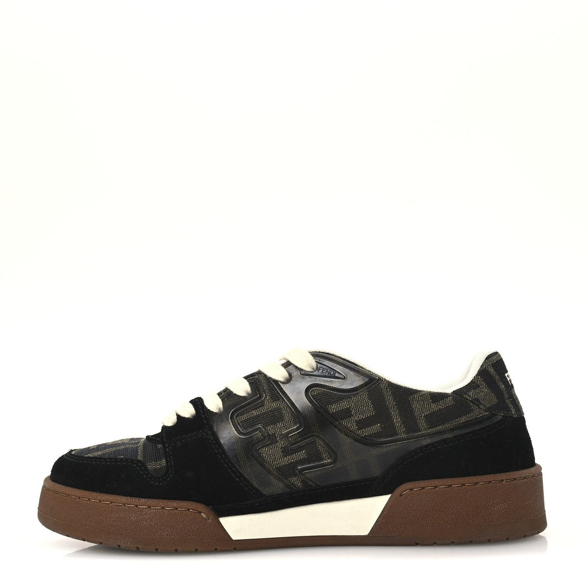 Fendisuede Calfskin Zucca Fendi Match Low Top Sneakers Tobacco Black