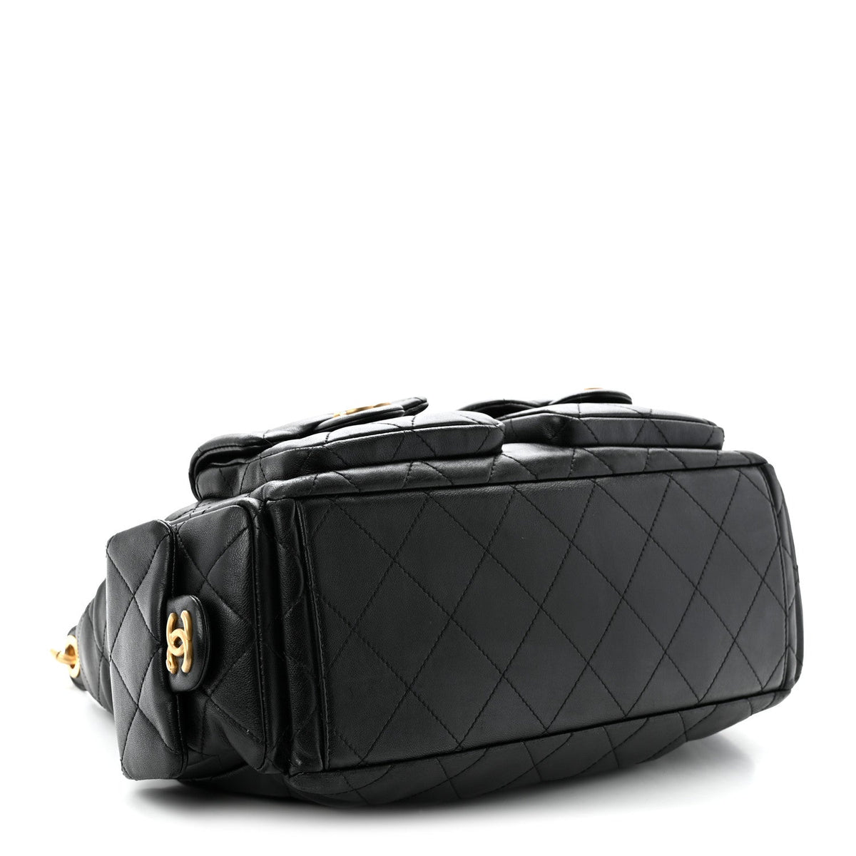 Large Quilted Lambskin Hobo Bag - Black