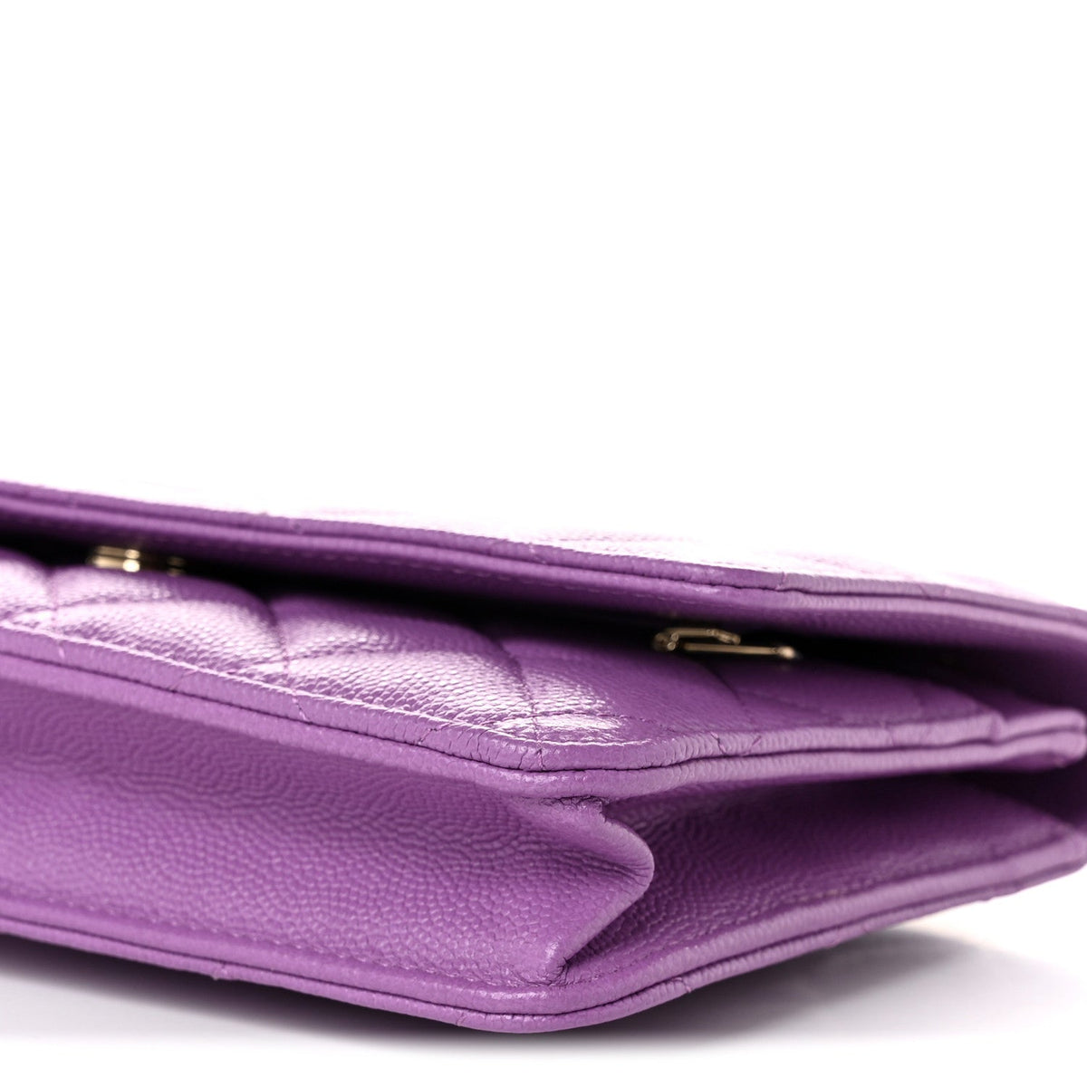 Quilted Caviar Wallet Bag - Purple