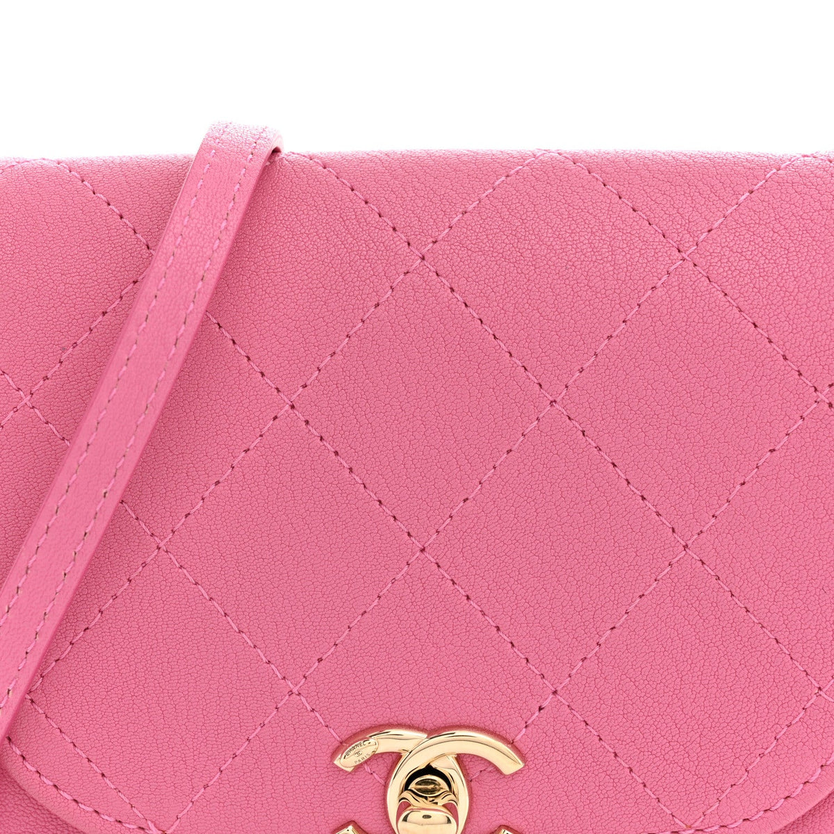 Goatskin Flap Shoulder Bag - Pink