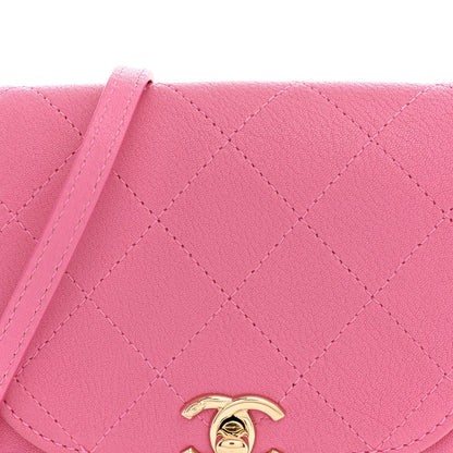 Goatskin Flap Shoulder Bag - Pink