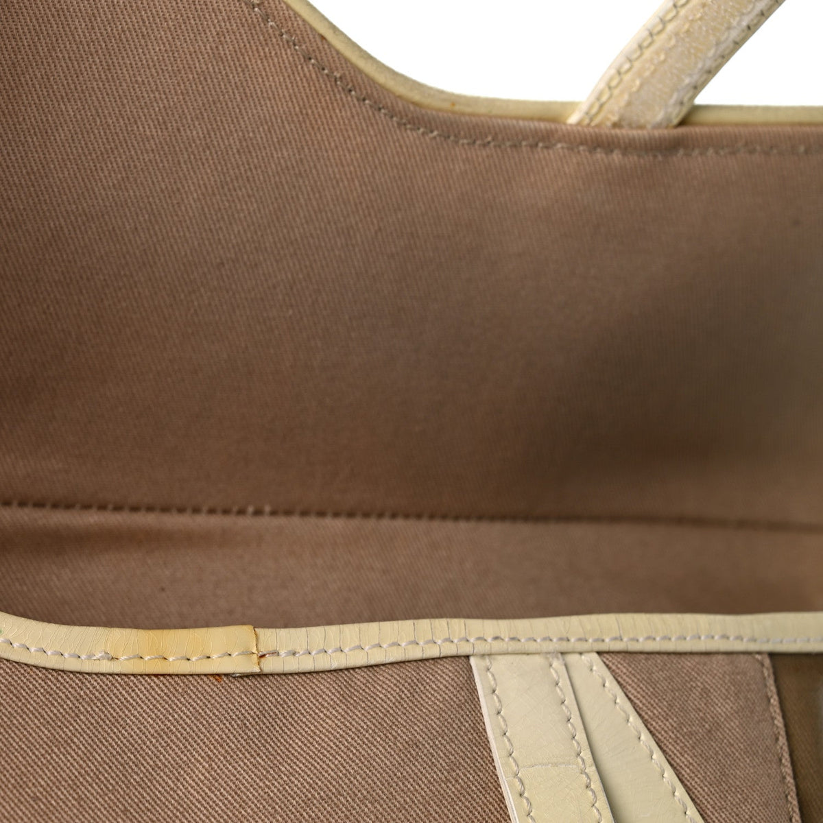 Calfskin Canvas Handbag - Beige