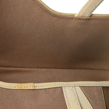 Calfskin Canvas Handbag - Beige