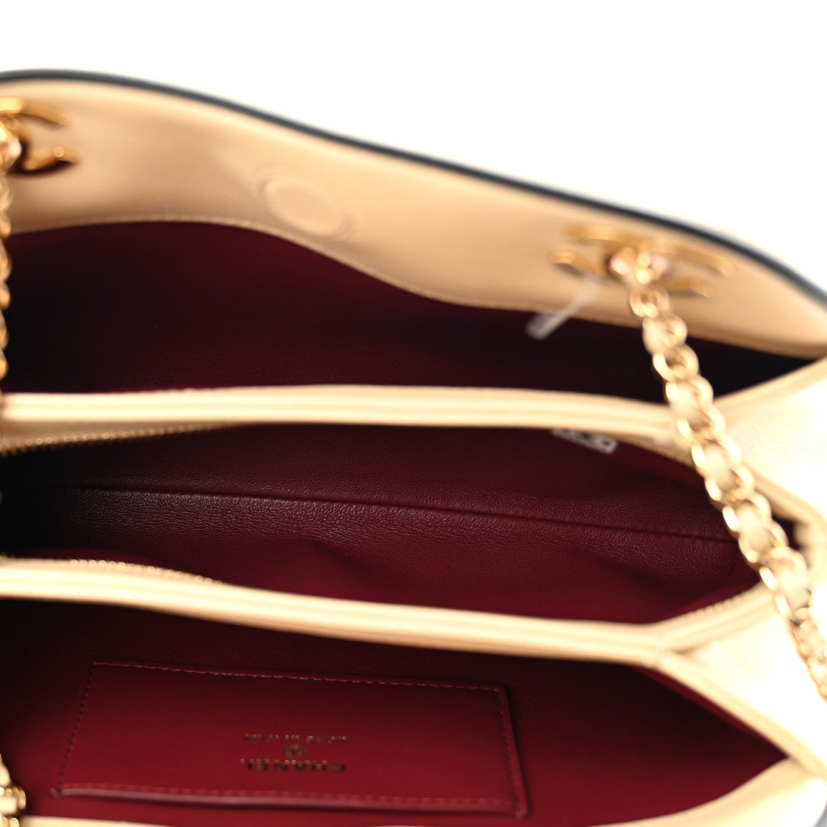 Quilted Lambskin Clutch Bag - Beige