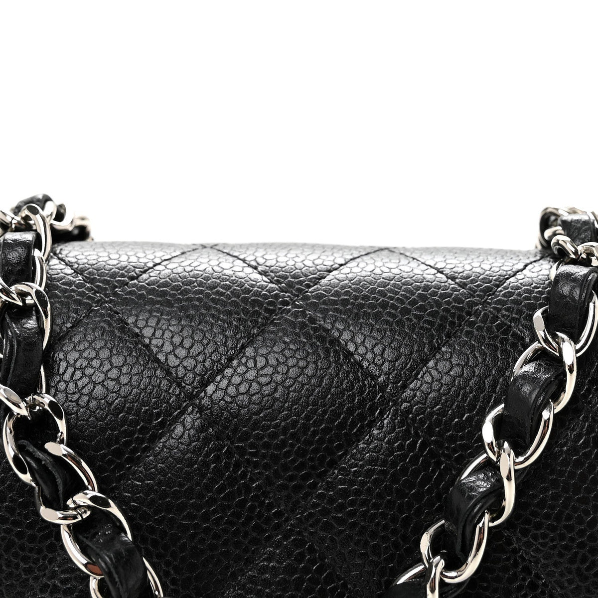 Mini Quilted Caviar Flap Shoulder Bag - Black
