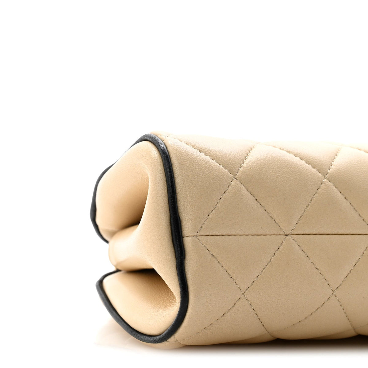Quilted Lambskin Clutch Bag - Beige