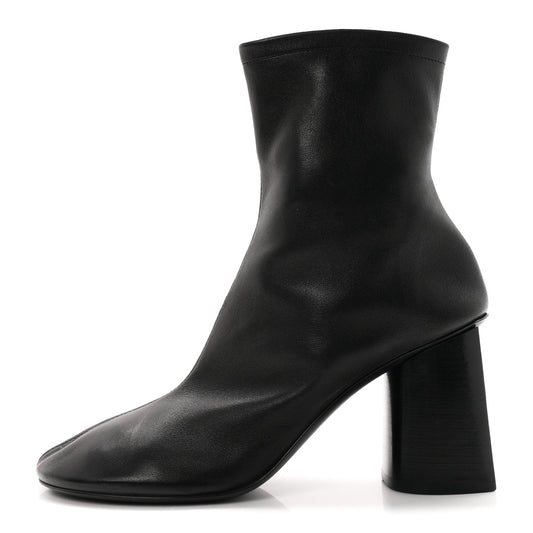 Shiny Soft Sheepskin Glove 80Mm Ankle Boots Black