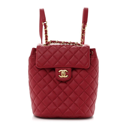 Mini Quilted Calfskin Backpack - Red