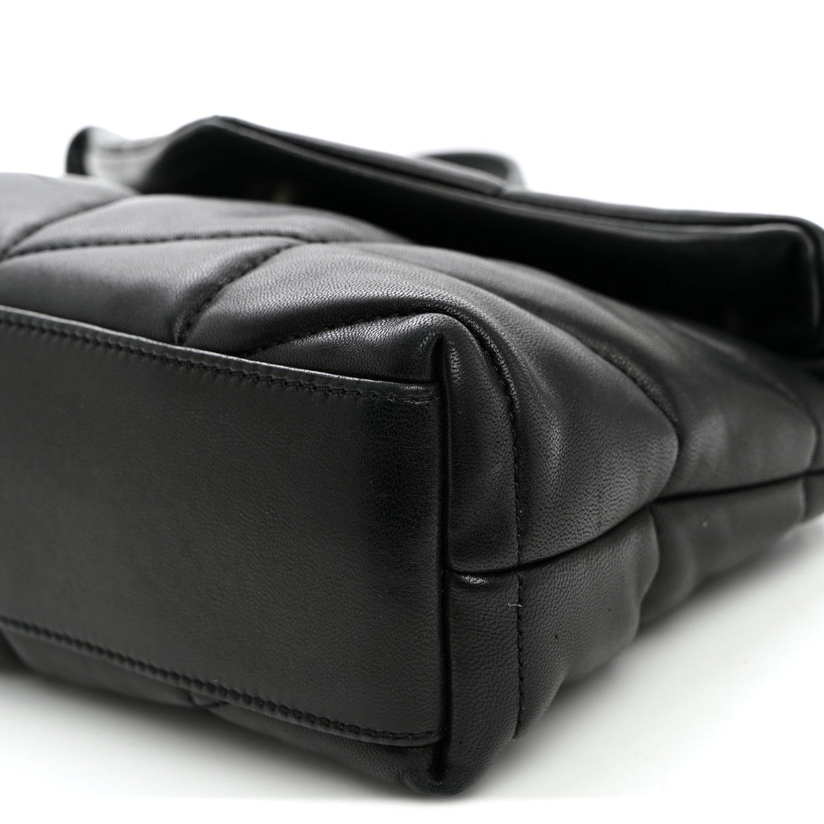 Quilted Lambskin Satchel Bag - Black