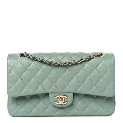 Medium Quilted Caviar Flap Shoulder Bag - Green