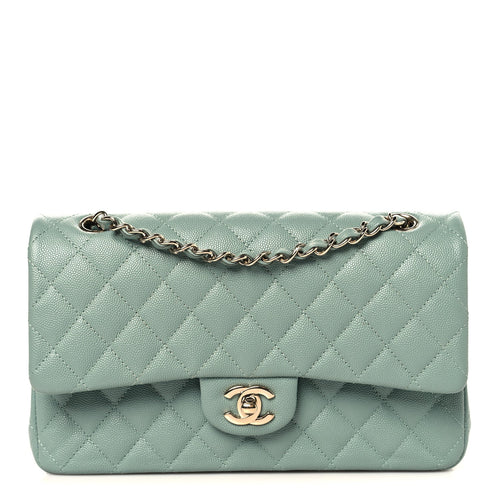 Medium Quilted Caviar Flap Shoulder Bag - Green