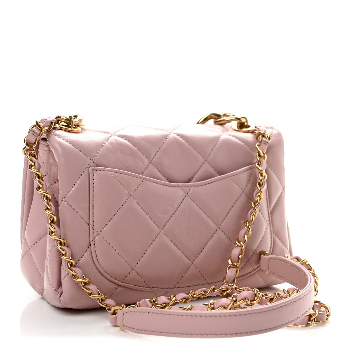 Small Quilted Lambskin Flap Shoulder Bag - Pink