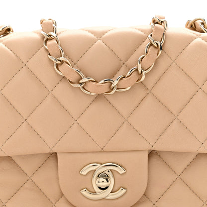 Mini Quilted Lambskin Flap Shoulder Bag - Tan