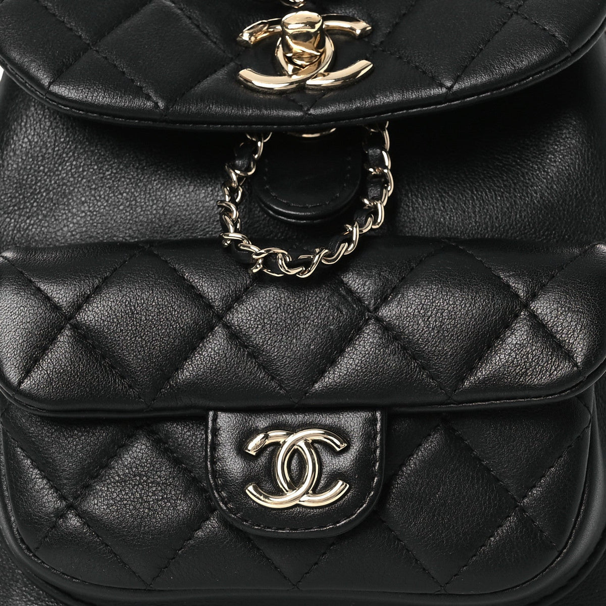 Small Quilted Lambskin Backpack - Black
